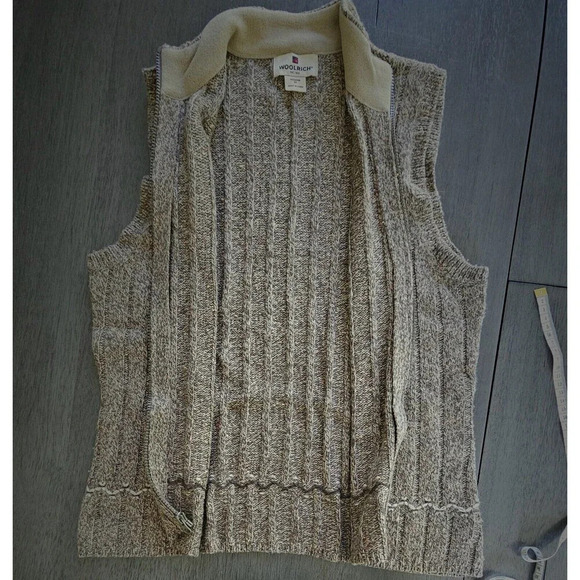 WOOLRICH Womans Hickory Heather Wool Blend Zip Up Vest Medium Brown Academia - Picture 6 of 8